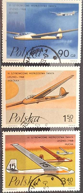 Poland 1968 Aviation 3 Cancelled stamps