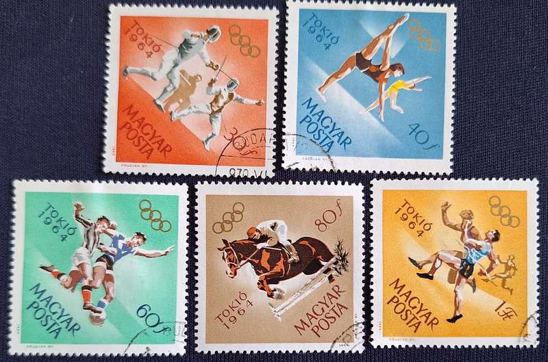Hungary 1964 Tokyo Olympic Games 5 Used Hinged stamps