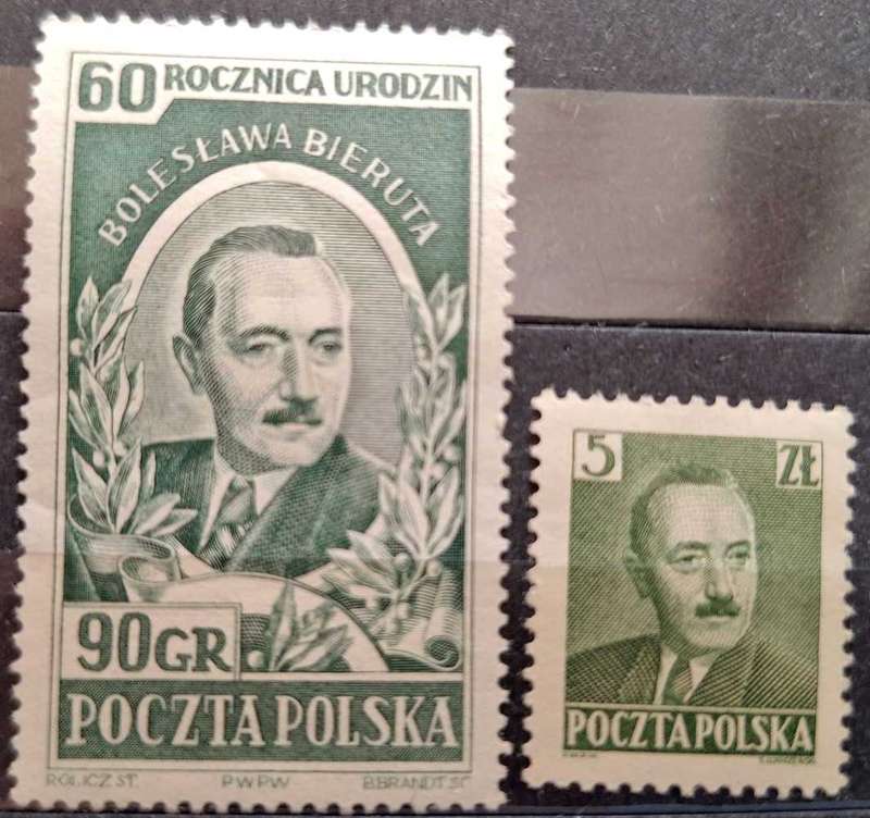 Poland 1948 and 1952 Bolesław Bierut 2 Unused stamps