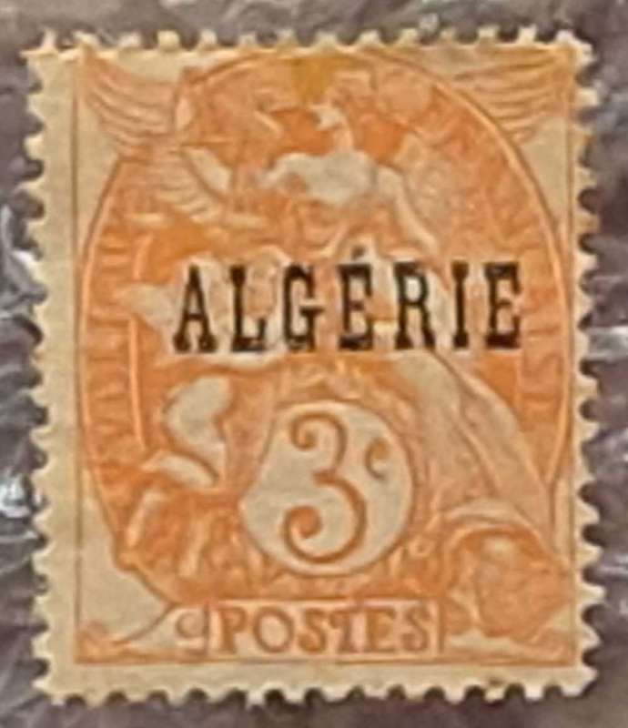 Algeria 1924-1926 Definitives French 3c Stamp Overprinted  1 Unused stamp