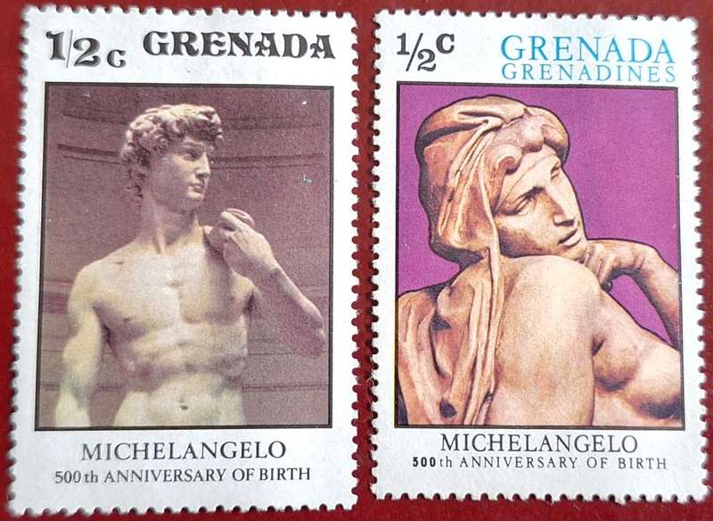 Grenada Grenadines 1975 Birth Anniversary Michelangelo 2 Unused stamps