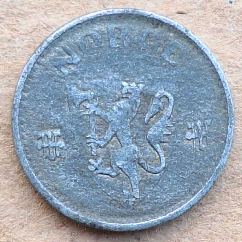 Norway 1945 25 ore  German Occupation Coinage Zinc