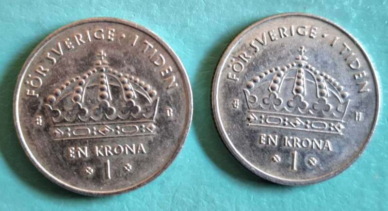 Sweden 2001 2004 1kr (2 coins) Copper-nickel