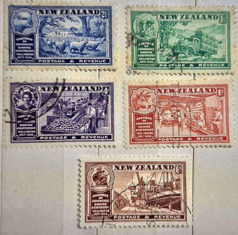New Zealand 1936 Chamber of Commerce Set of 5 Used Hinged stamps