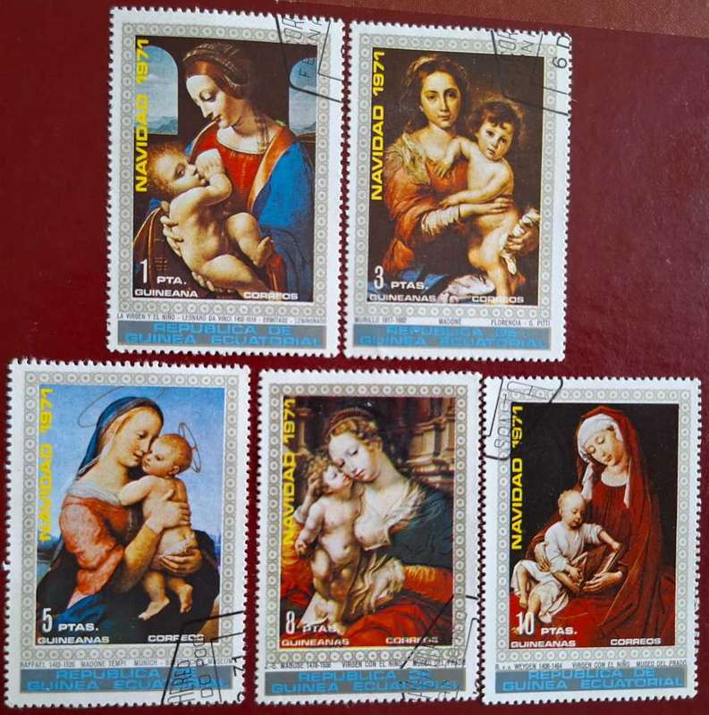 Equatorial Guinea 1971 Christmas 5 Cancelled stamps