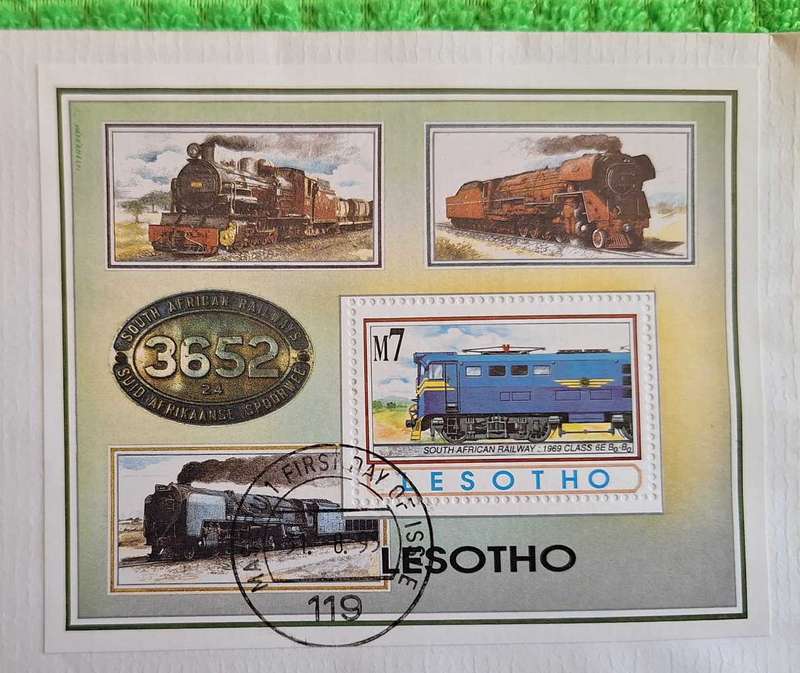 Lesotho 1993 South African Railway Locomotive Trains FDC with Miniature Sheet