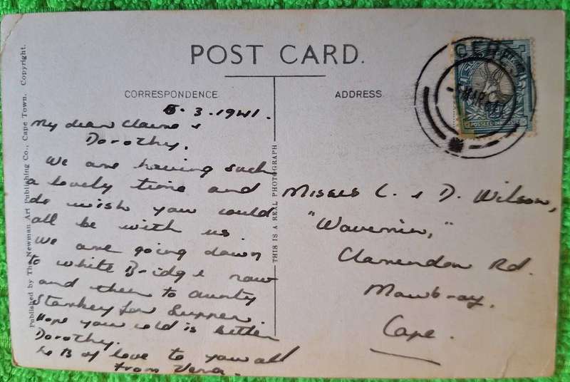 Vintage Newman Art Post Card Reflection Pool, Ceres Posted 1941 Ceres to Cape Town