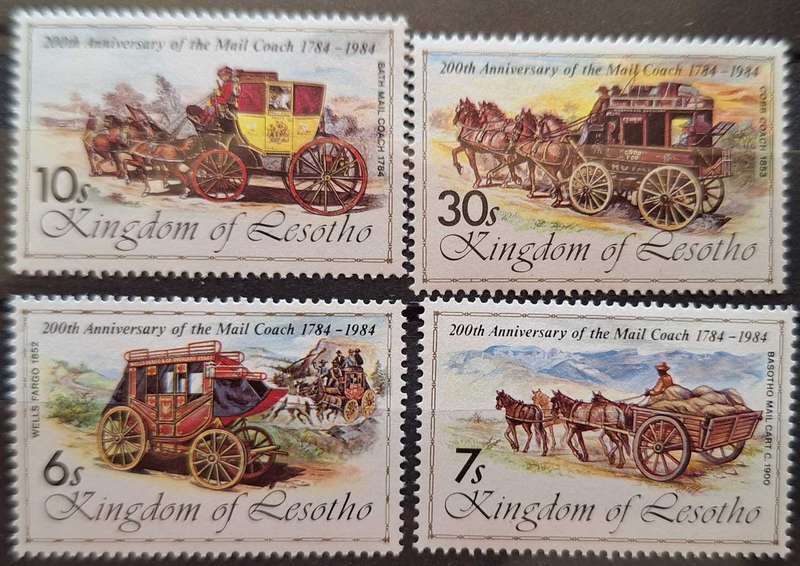 Lesotho 1984 200th Anniversary of the Mail Coach Set of 4 Mint stamps
