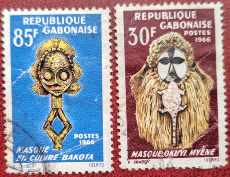 Gabon 1966 Negro Art 3 Used  Hinged stamps
