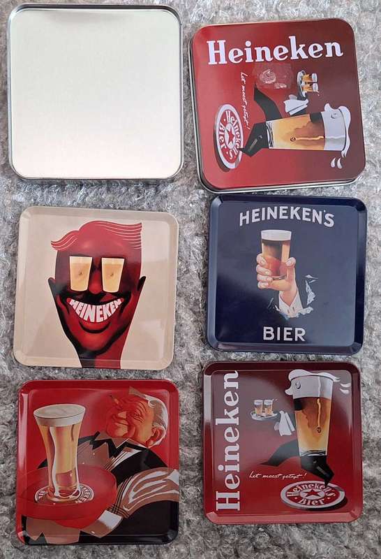 Set of 4 Heineken Coasters in a Tin