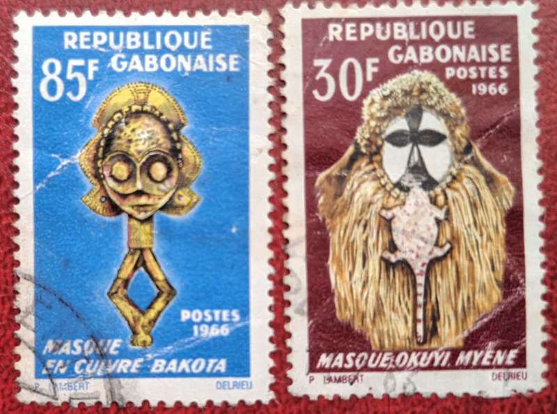 Gabon 1966 Negro Art 3 Used  Hinged stamps