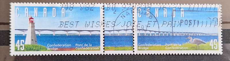 Canada 1997 Confederation Bridge Used Hinged Se-tenant pair with tab between