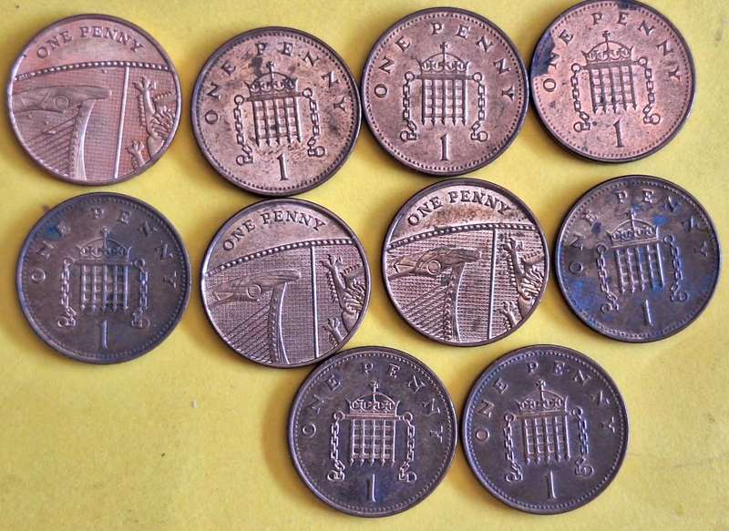 GB 2000-2010 Elizabeth II 10x One Penny Copper Plated Steel