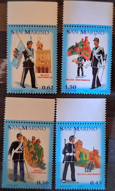 San Marino 2005 Militia Uniforms Set of 4 Mint stamps