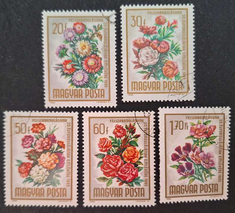 Hungary 1965 Liberation Anniversary flowers 5 Used Hinged stamps