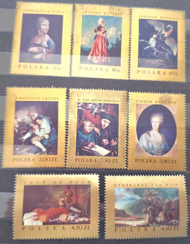 Poland 1967 Paintings Set of 8 Mint stamps (marks on front)