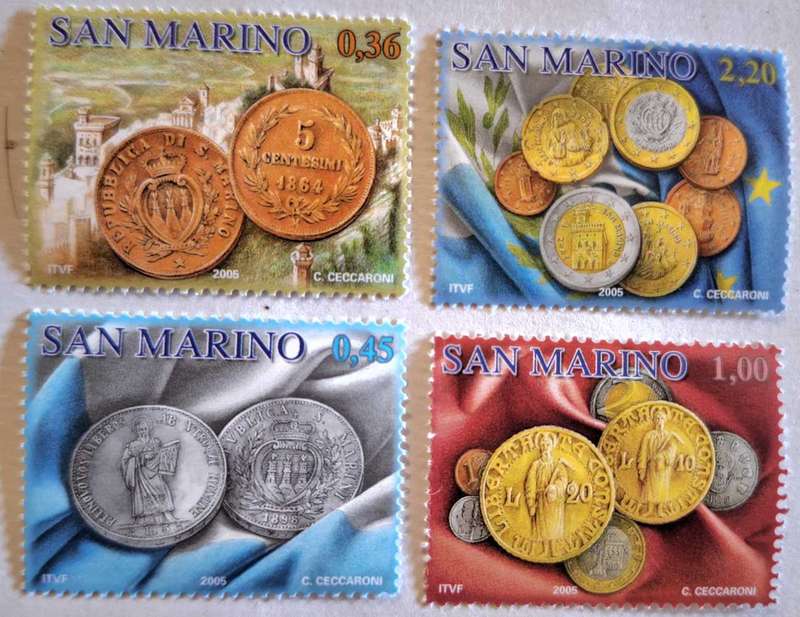 San Marino 2005 Coins Set of 4 Mint stamps
