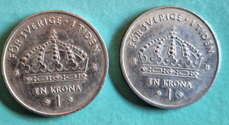 Sweden 2001 2004 1kr (2 coins) Copper-nickel