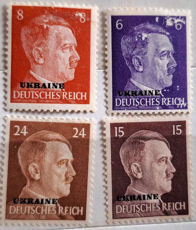 Germany 1941 Hitler Head Overprint Ukraine 4 Unused Hinged stamps