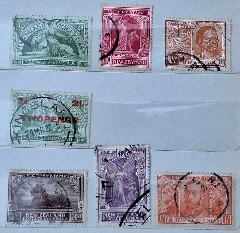 New Zealand 1920 Victory Set of 7 Used Hinged stamps