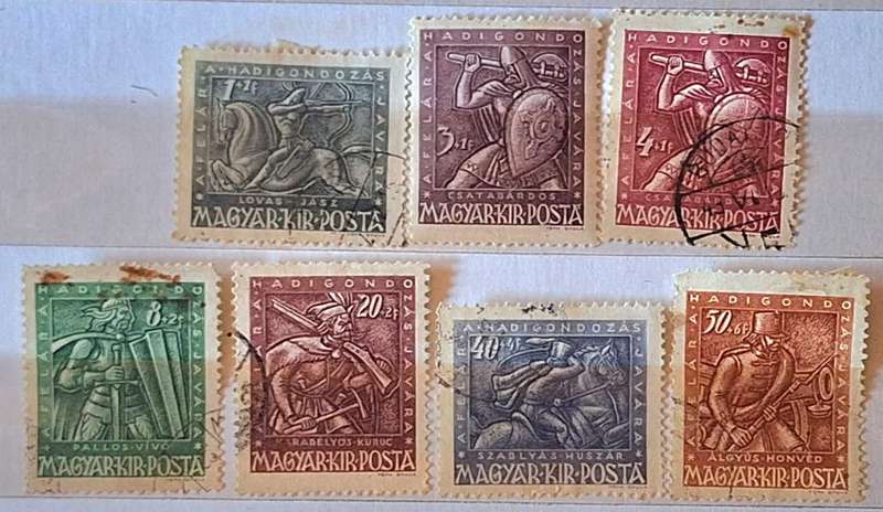 Hungary 1943 Old Hungarian Arms, warriors , soldiers 7 Used Hinged stamps