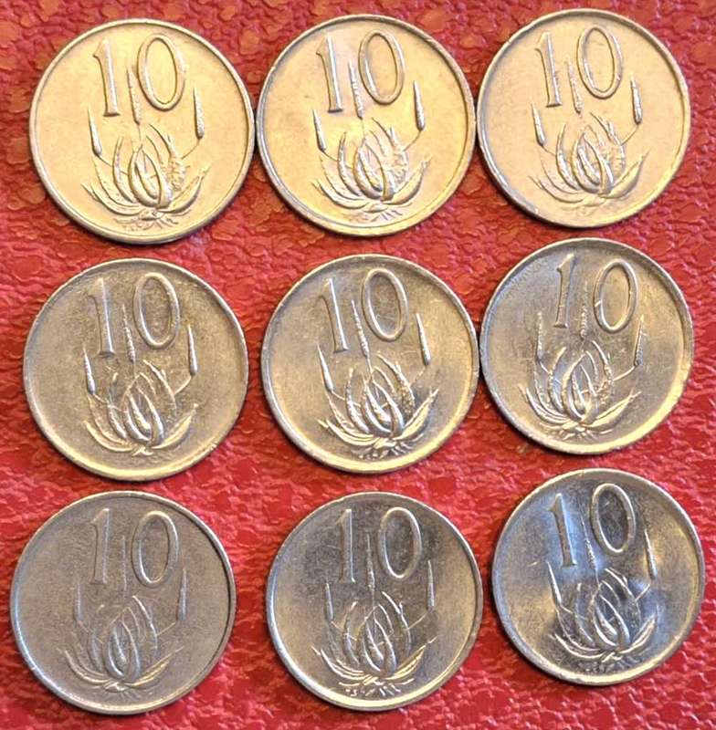 South Africa Mixed Lot of 10c coins