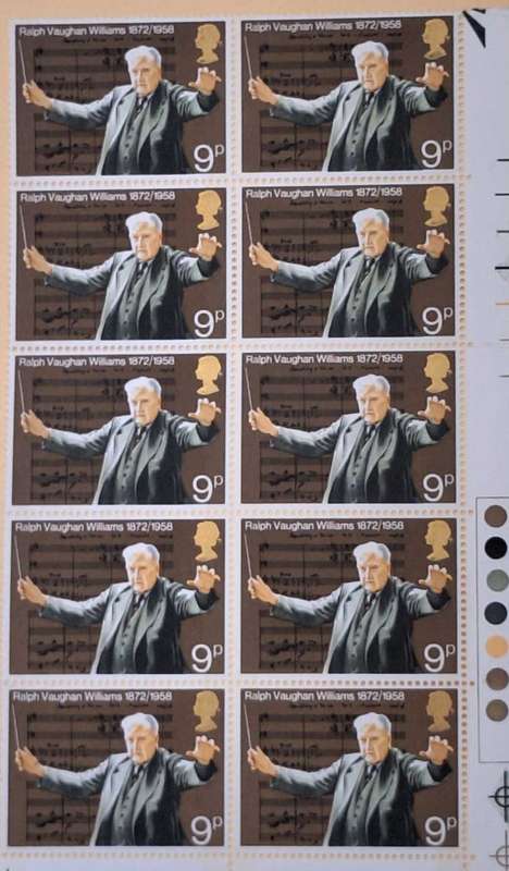 GB - 1972 - Ralph Vaughan Williams - Block of 10 Mint stamps