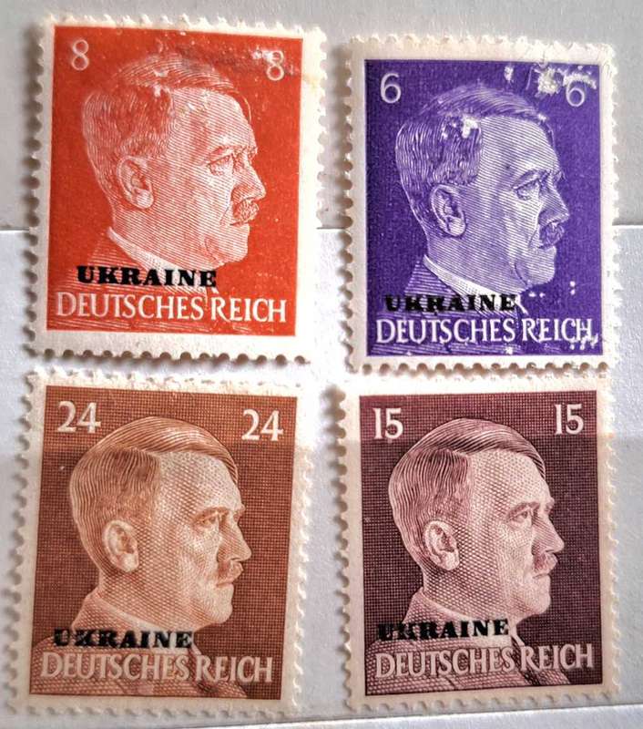 Germany 1941 Hitler Head Overprint Ukraine 4 Unused Hinged stamps