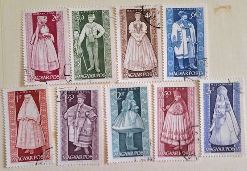 Hungary 1963 Provincial Costumes Set of 9 Used Hinged stamps