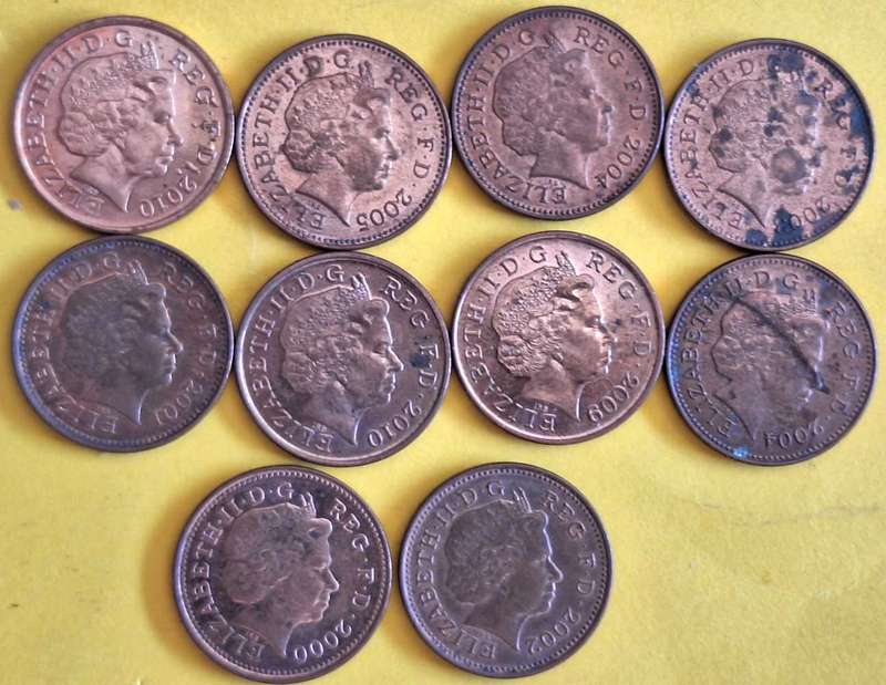 GB 2000-2010 Elizabeth II 10x One Penny Copper Plated Steel