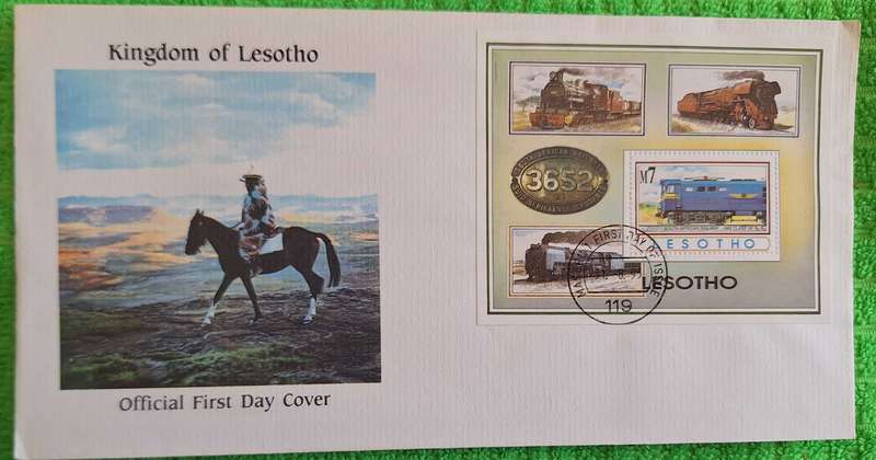Lesotho 1993 South African Railway Locomotive Trains FDC with Miniature Sheet