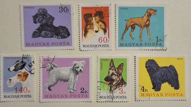 Hungary 1967 Dogs Set of 7 Cancelled Hinged stamps
