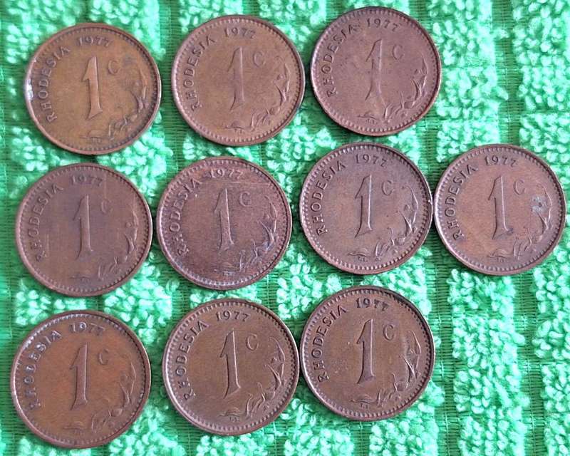 Rhodesia 1977 1 cent x10 Bronze