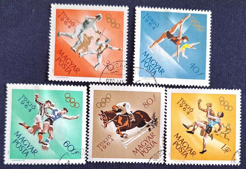 Hungary 1964 Tokyo Olympic Games 5 Used Hinged stamps