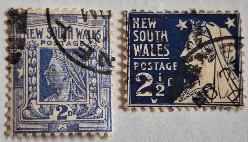 Australia: New South Wales  1890's Queen Victoria 2 Used stamps