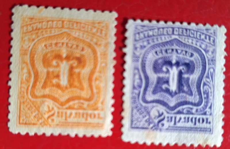 Salvador 1899 Tax Stamp 2 Unused stamps