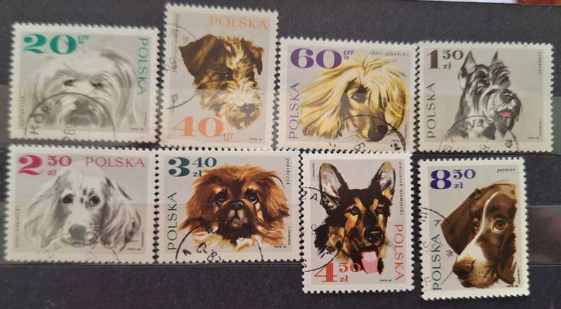 Poland 1969 Dogs Set of 8 Cancelled stamps