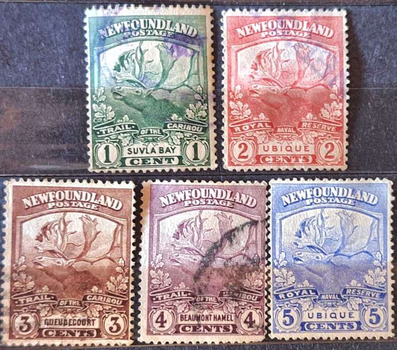 Newfoundland 1919 Trail of the Caribou 5 Used Hinged stamps