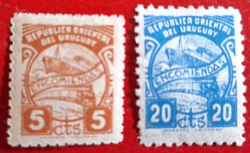 Uruguay 1938 Parcel Post 2 Unused Hinged stamps