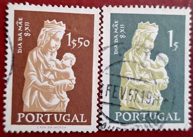 Portugal 1956 Mother's Day Madonna Set of 2 Used stamps