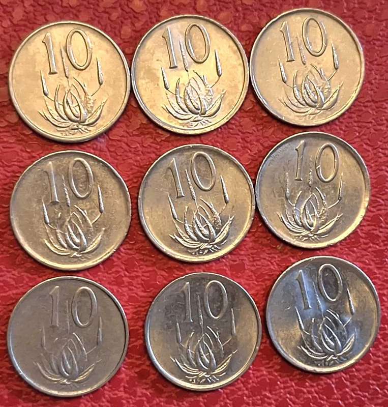 South Africa Mixed Lot of 10c coins