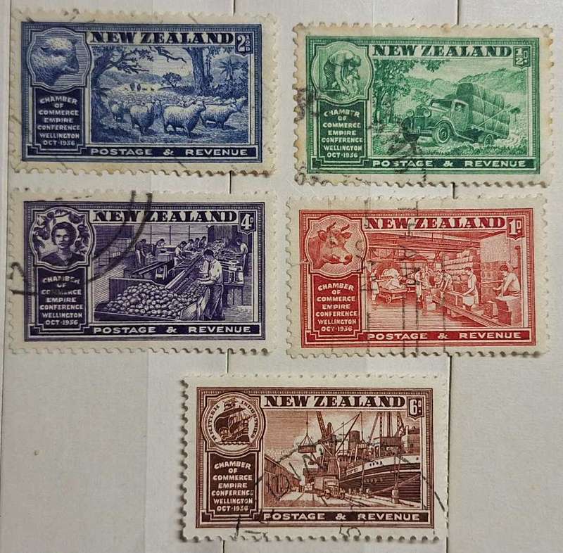 New Zealand 1936 Chamber of Commerce Set of 5 Used Hinged stamps