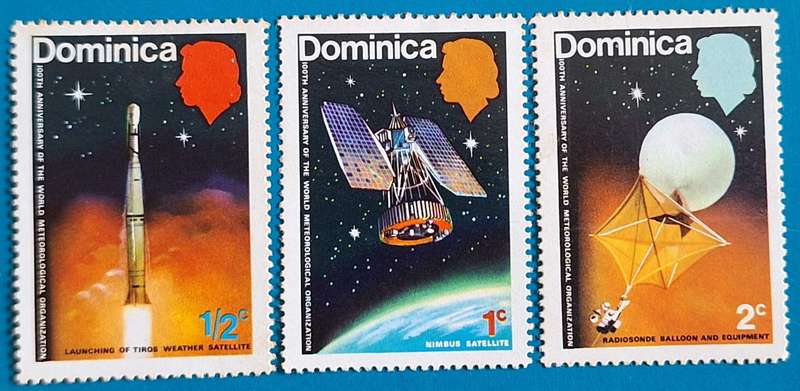 Dominica 1973 International Meteorological Cooperation Centenary 3 Unused Hinged stamps