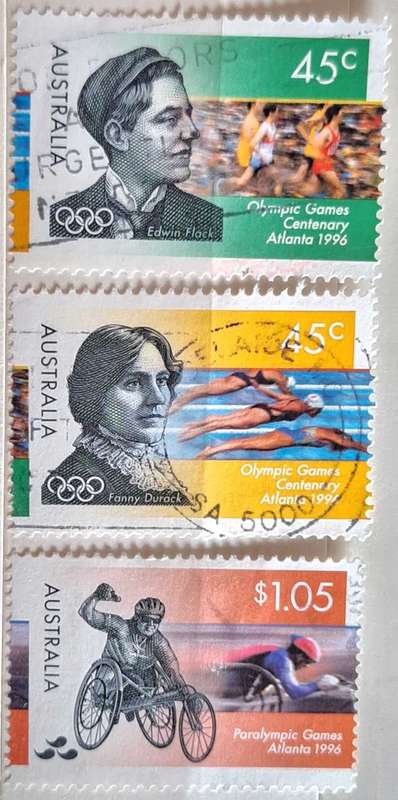 Australia 1996 Centenary of Olympics Games: 1996 Olympic & Paralympic Atlanta Set of 3 Used Hinged