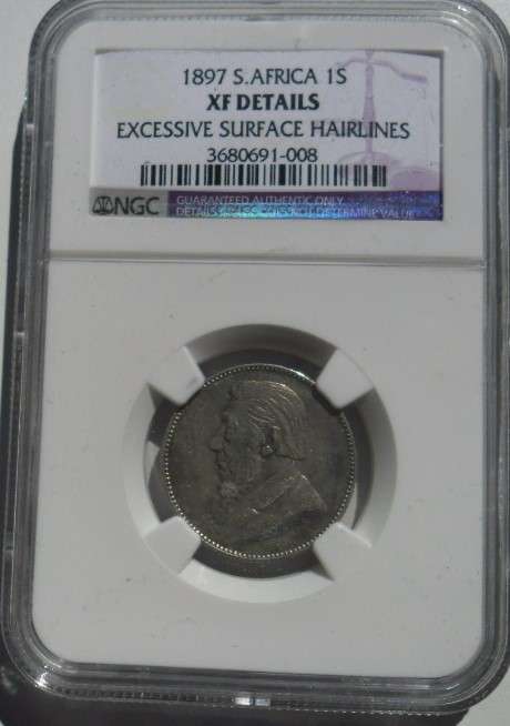 1897 1 SHILLING NGC GRADED XF DETAILS EXC HAIRLINES