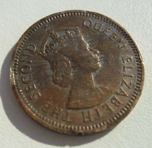 1955 CARABEAN GROUP 1/2 CENT QE MINOR DAMAGE