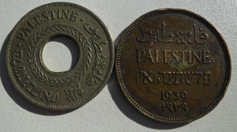 PALESTINE COINS 1927 5MILS AND 1939 1 MIL BOTH FOR ONE BID