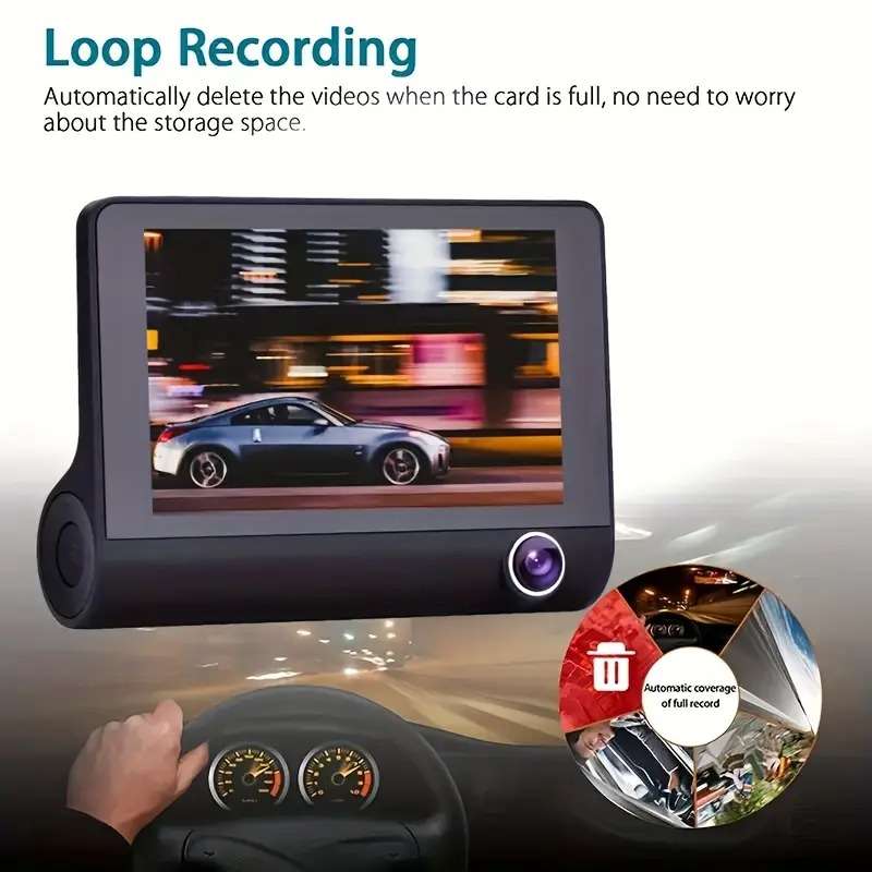 2 Lens Camera Car DVR with 720P Front & 480P Rear View, Night Vision, Loop Recording,Universal Mount