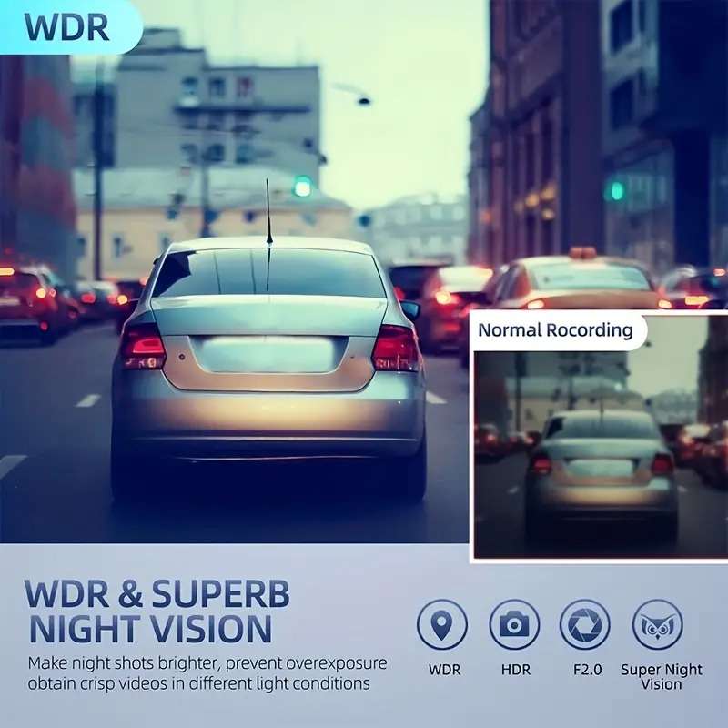 2 Lens Camera Car DVR with 720P Front & 480P Rear View, Night Vision, Loop Recording,Universal Mount