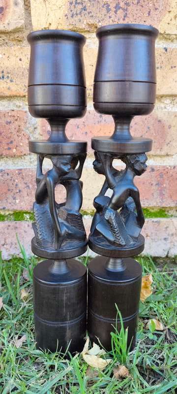 Iron Wood Candle Stick Holders